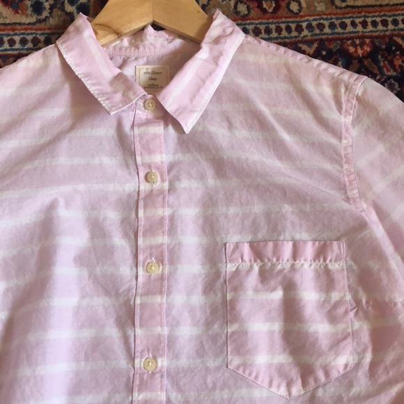 GAP Lilac Stripe Fitted Boyfriend Button Down - Picture 3 of 7